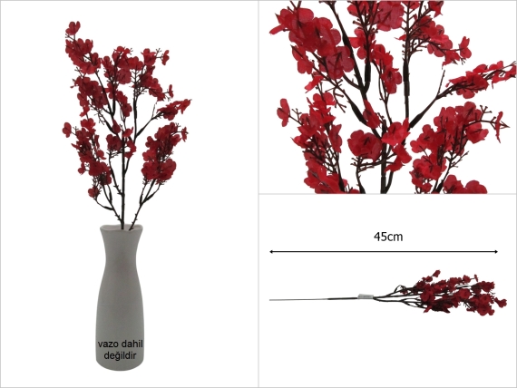 sd52704 dekoratif kırmızı yapay çiçek dalı - 1