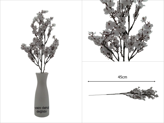 sd52705 dekoratif beyaz yapay çiçek dalı - 1
