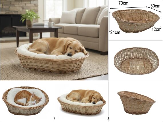 sd52849 dekoratif no3 önü alçak arkası yüksek oval kedi köpek sepeti - 1