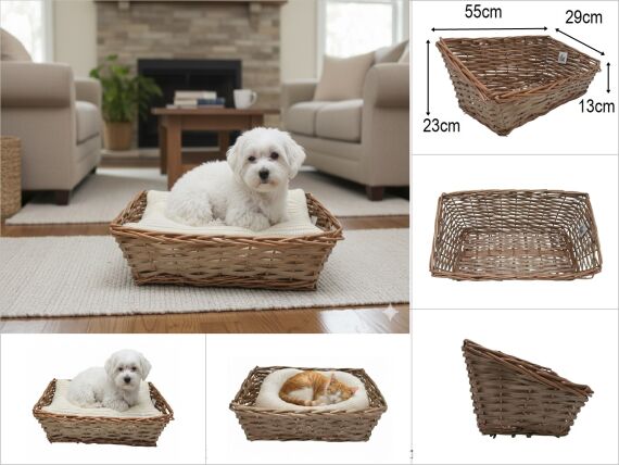 sd52854 dekoratif no3 önü alçak arkası yüksek köşeli kedi köpek sepeti - 1