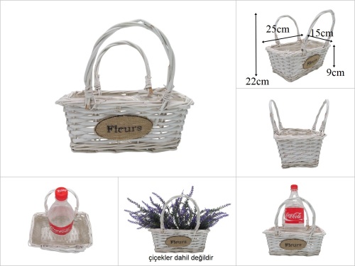 sd52878 dekoratif beyaz söğüt çanta sepet fleurs (çiçekler) - 