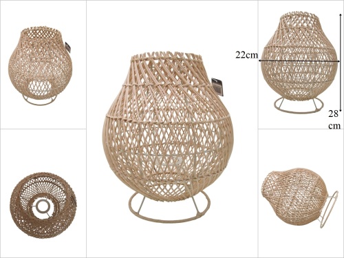 sd53186 metal iskelet üzerine rattan örülü masa üstü abajur aydınlatma - 