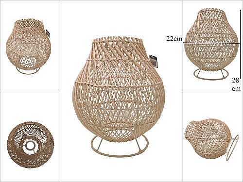 sd53186 metal iskelet üzerine rattan örülü masa üstü abajur aydınlatma - 