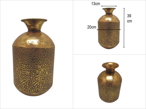 sd53279 dekoratif eskitme gold boyalı dövme metal vazo - 