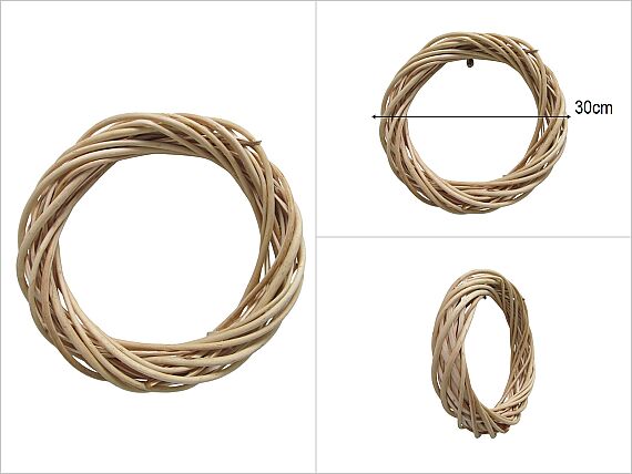 sd53300 yuvarlak naturel söğüt çember yapay çiçek çelengi - 1