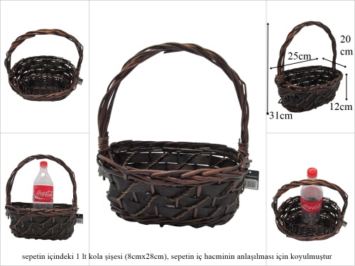 sd53321 no1 kahverengi oval üstten saplı sepet - 