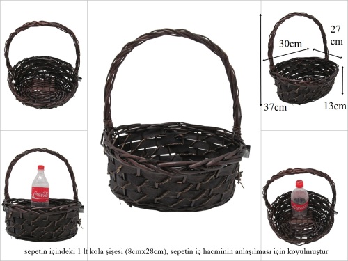 sd53322 no2 kahverengi oval üstten saplı sepet - 