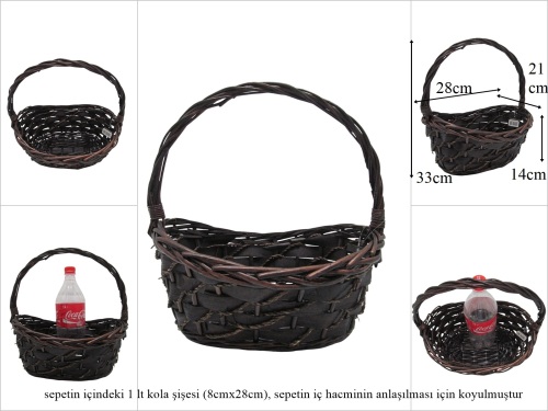 sd53324 no1 kahverengi oval gondol üstten saplı sepet - 