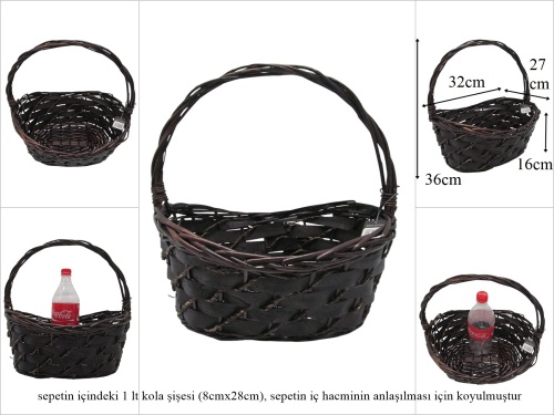 sd53325 no2 kahverengi oval gondol üstten saplı sepet - 