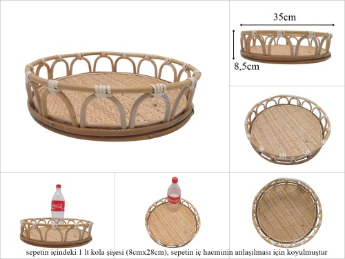 sd53329 hazeran dekorlu rattan tepsi - 