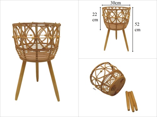 sd53354 dekoratif no3 ayaklı rattan saksılık - 
