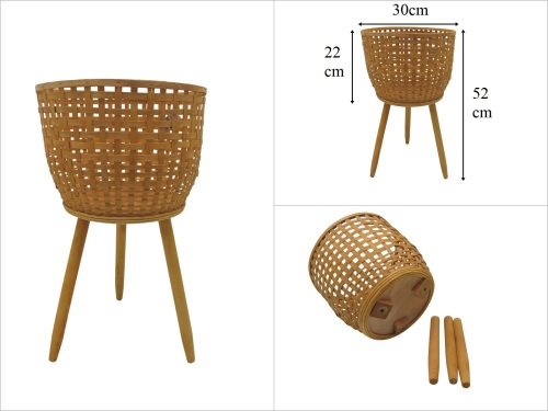 sd53357 dekoratif no3 ayaklı bambu saksılık - 