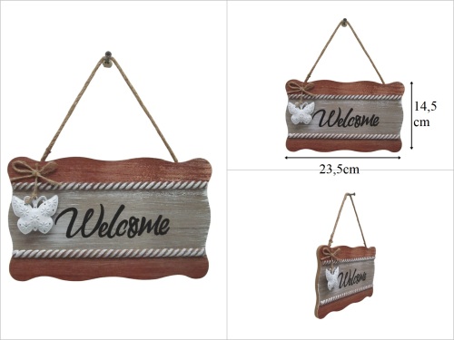 sd53362 dekoratif ahşap kapı duvar süsü welcome - 