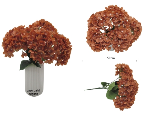 sd53468 dekoratif 5 kafa kahverengi ortanca demeti - 