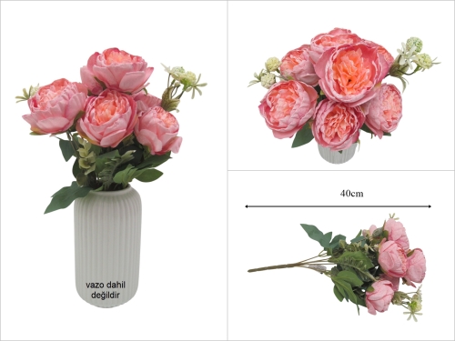 sd53514 yapay pembe şakayık gül demeti - 