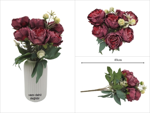 sd53515 yapay bordo şakayık gül demeti - 
