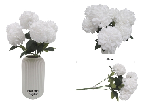 sd53519 yapay beyaz ponpon çiçek - 