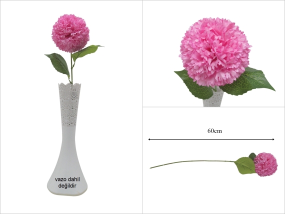 sd53536 dekoratif koyu pembe yapay top çiçek - 1