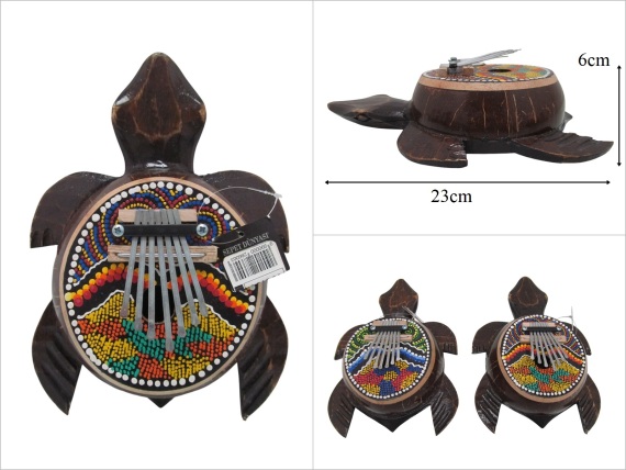 sd53543 dekoratif otantik desenli ahşap kaplumbağa müzik aleti kalimba ASORTİ - 1