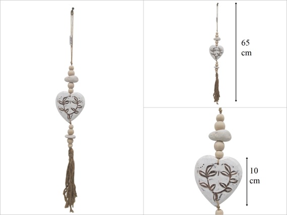 sd53562 ahşap boncuklu, ahşap beyaz kalp eskitme - 1