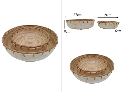 sd53610 dekoratif sedef kaplama bambu kase 2 li set - 