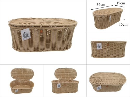sd53617 dekoratif oval no3 metal iskelet üzerine rattan görünümlü pvc örülü kapaklı kutu - 