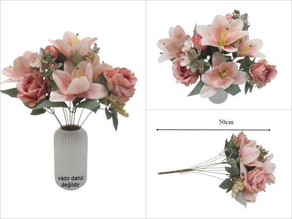 sd53651 pembe ıslak lilyum gül demeti - 1