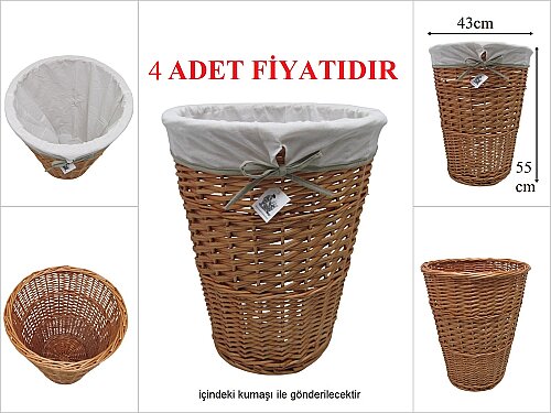 sd53749 /K DEKORATİF KONİK BAL RENGİ SÖĞÜT DEPOLAYICI TEŞHİR SEPETİ - 4 ADETLİ KOLİ FİYATI 20 İNDİRİMLİ