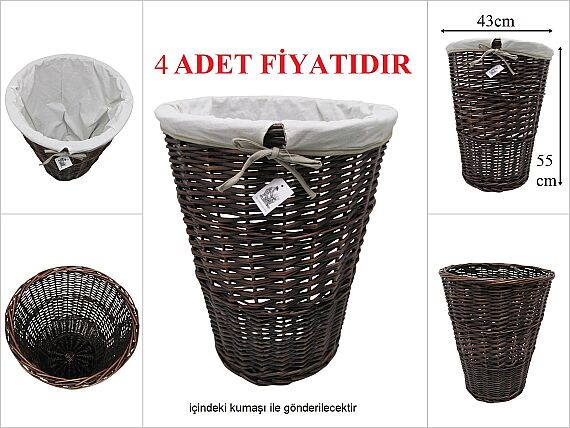 sd53750 /K DEKORATİF KONİK KOYU KAHVERENGİ SÖĞÜT DEPOLAYICI TEŞHİR SEPETİ - 1