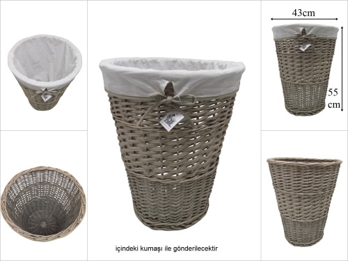 sd53751 dekoratif konik eskitme gri söğüt depolayıcı teşhir sepeti - 