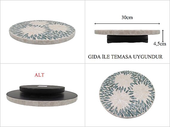 sd53832 dekoratif sedef kaplı döner mekanizmalı sunum standı - 1