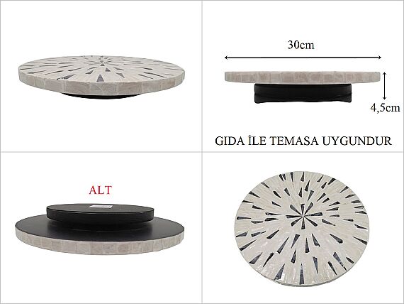 sd53834 dekoratif sedef kaplı döner mekanizmalı sunum standı - 1