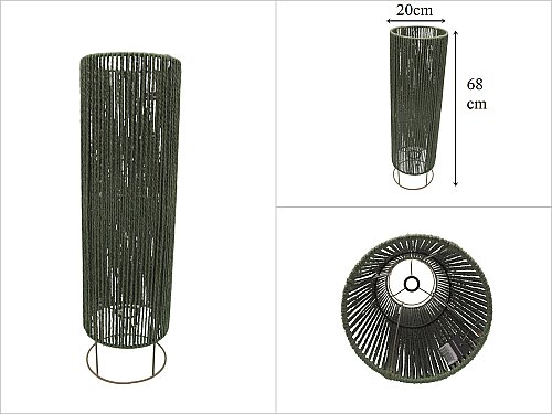 sd53836 metal iskelet üzerine yeşil kraft ip sarılı dekoratif lambader no1 - 