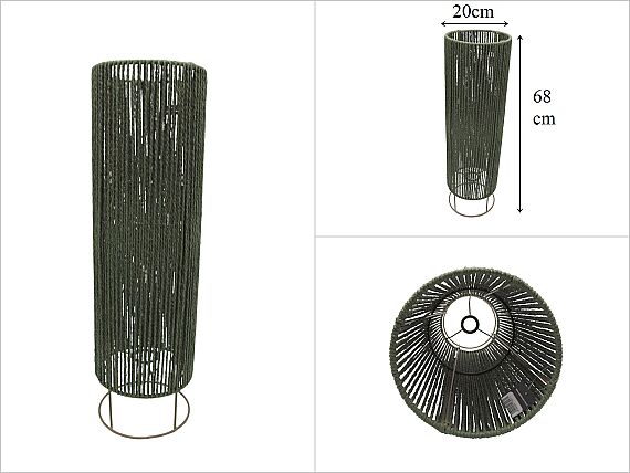 sd53836 metal iskelet üzerine yeşil kraft ip sarılı dekoratif lambader no1 - 1