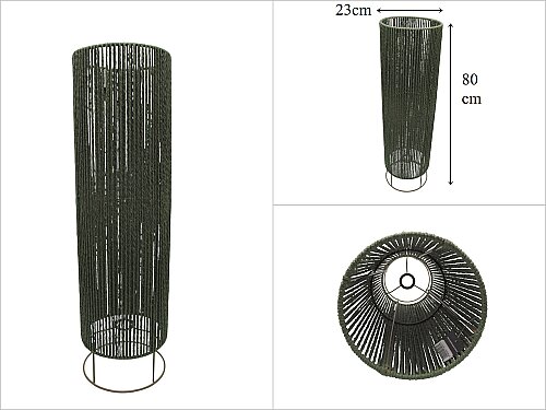 sd53837 metal iskelet üzerine yeşil kraft ip sarılı dekoratif lambader no2 - 
