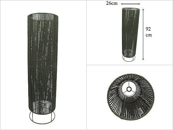 sd53838 metal iskelet üzerine yeşil kraft ip sarılı dekoratif lambader no3 - 1