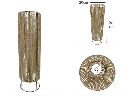 sd53839 metal iskelet üzerine krem kraft ip sarılı dekoratif lambader no1 - 