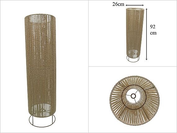 sd53841 metal iskelet üzerine krem kraft ip sarılı dekoratif lambader no3 - 1