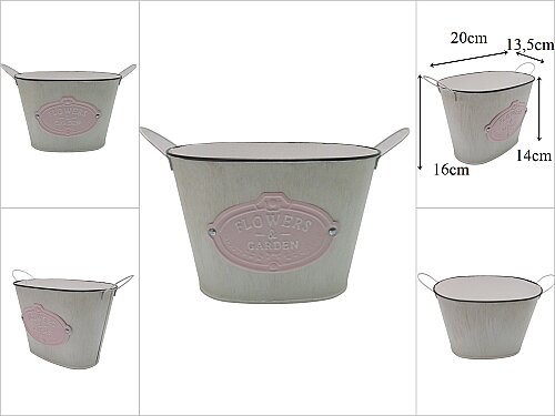 sd54036 Metal Kulplu Oval Saksı - 
